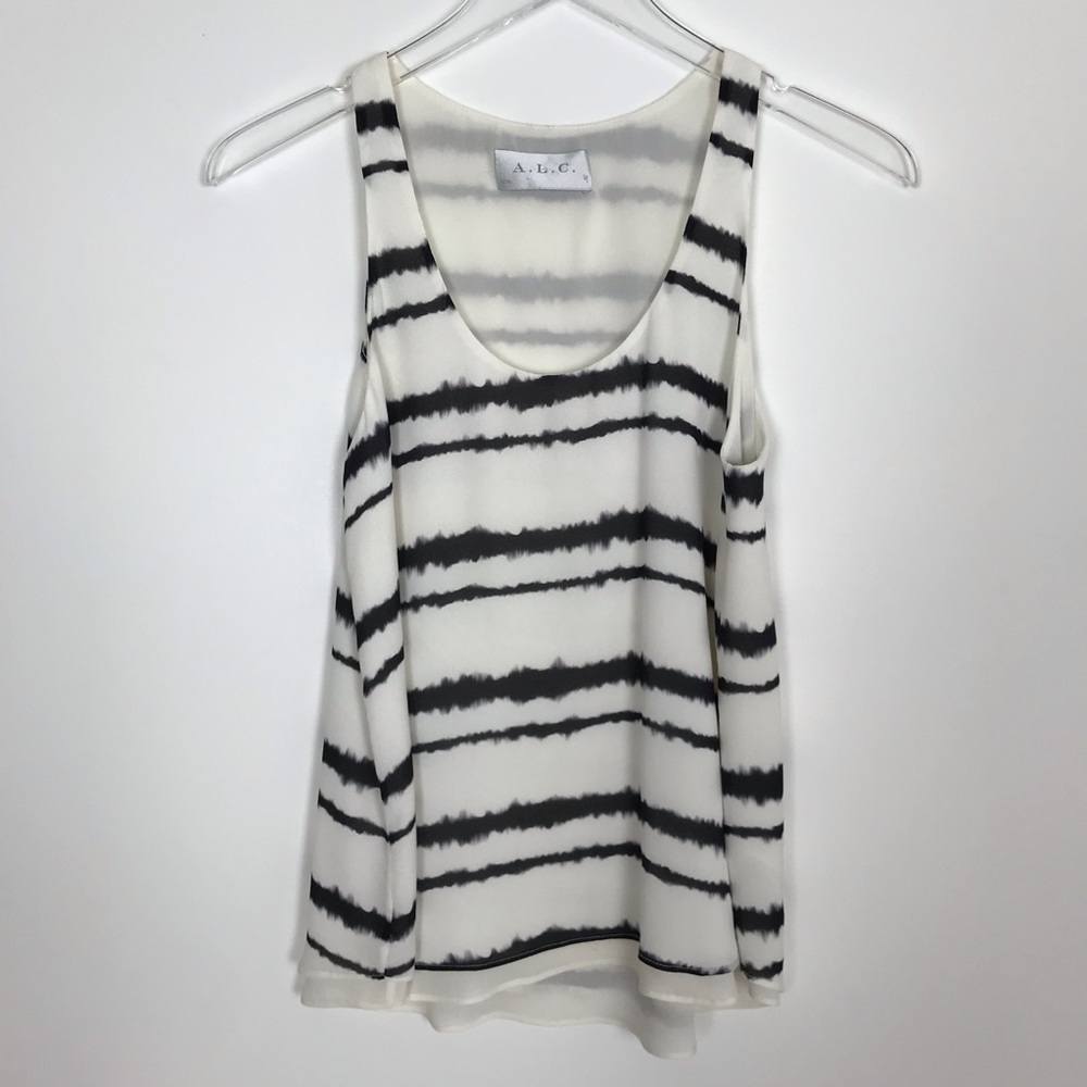 A.L.C. Silk tie dye stripe Sleeveless Flowy Tank